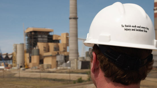 Back view of Engineer in Hard Hat promoting Safety Learning Center Babcock Wilcox
