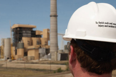 Back view of Engineer in Hard Hat promoting Safety Learning Center Babcock Wilcox