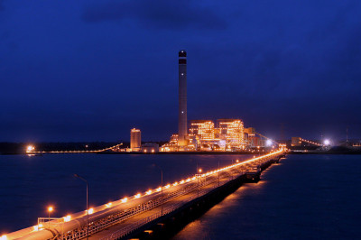 Tanjung Jati Plant Lit Up at Night Babcock Wilcox