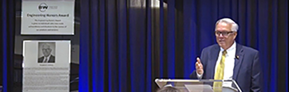 Engineering Honors Award recipient Doug Lindsey at podium
