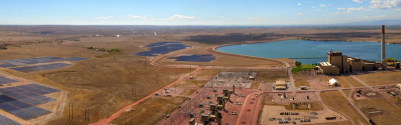 aerial view of submerged grind conveyor project near ash pond