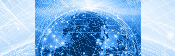 blue shaded globe covered by connected lines