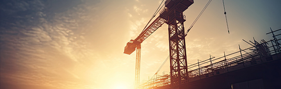 crane with sunset in background