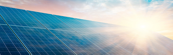 solar panels with light reflection