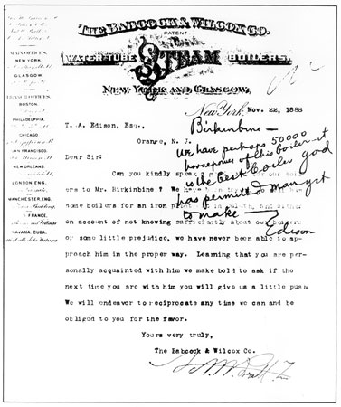 Thomas Edison Letter Babcock Wilcox