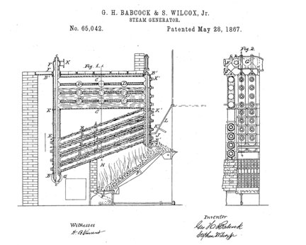 sketch from first Babcock Wilcox patent in 1867