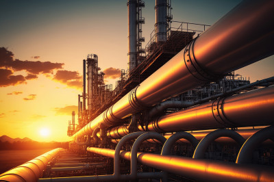 Petroleum refinery at sunrise