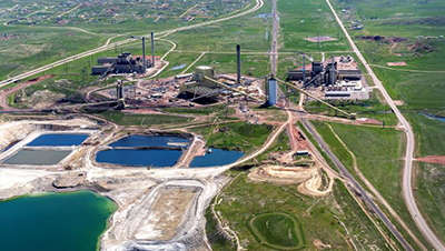 Aerial view of a power plant