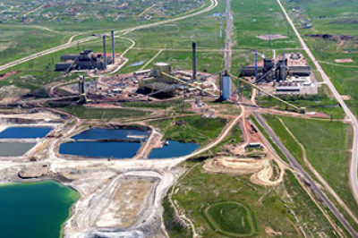 Aerial view of a power plant