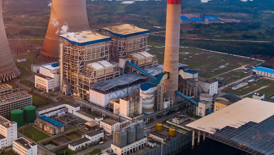 aerial view of a power plant