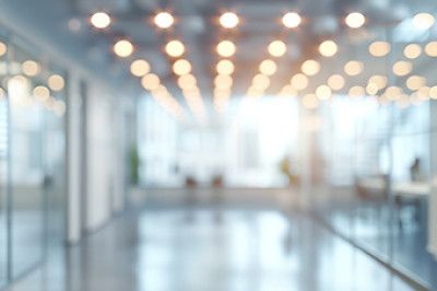 blurry image of an office hallway or lobby