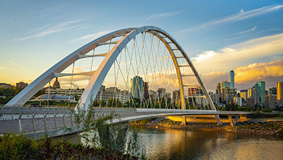 bridge over a river in Edmonton, Alberta