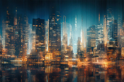 city skyline at night