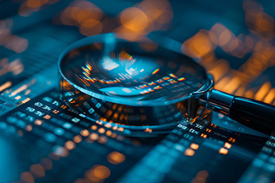 magnifying glass resting on a screen